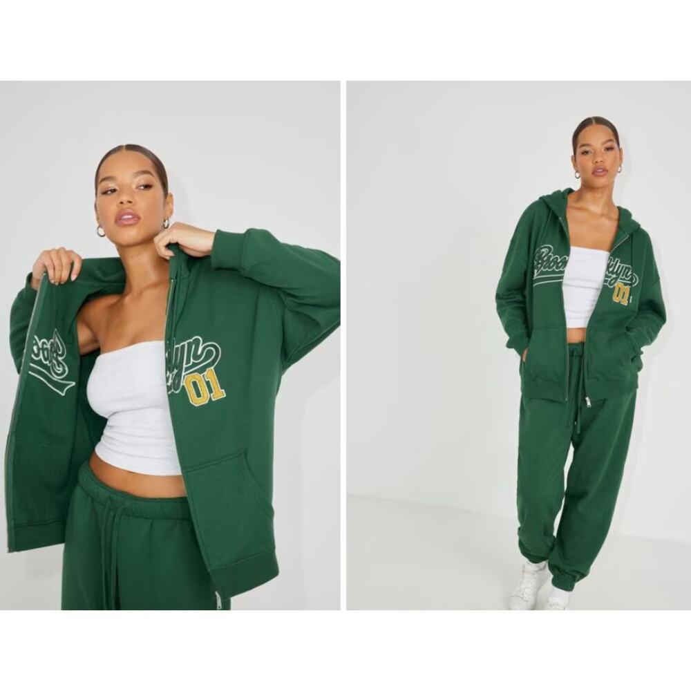 Green Brooklyn oversized zip hoodie sz Sm Style # 0849249 NY 01 Garage Street